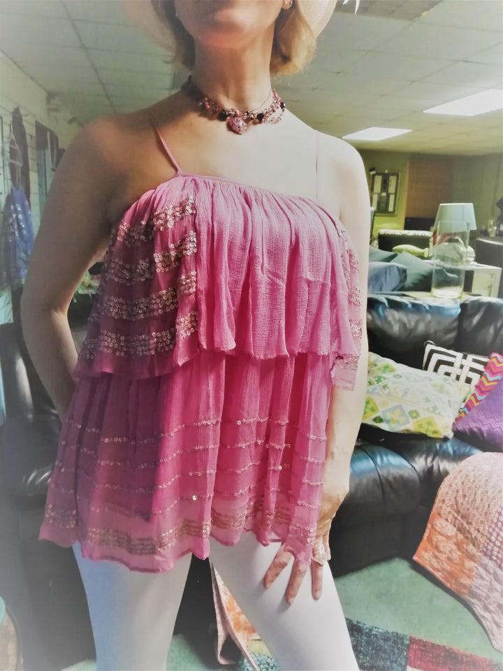 Goldie Hawn inspired pink sparkly top8
