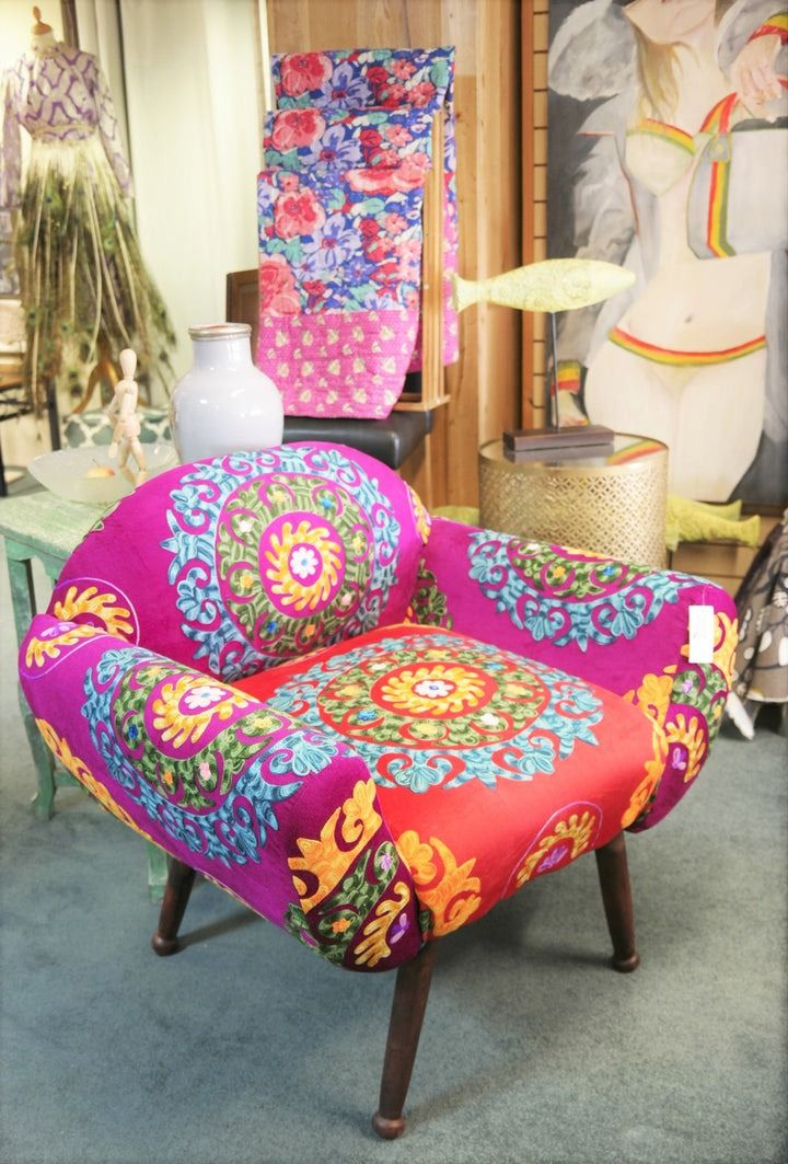 Boho brightly embroidered Chair1