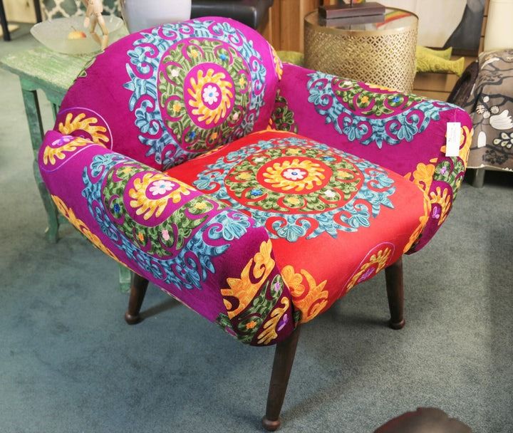 Boho brightly embroidered Chair