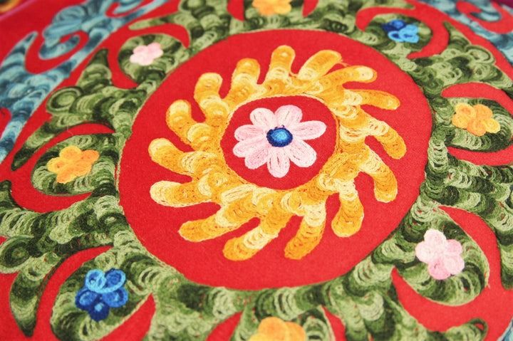 Boho brightly embroidered Chair details